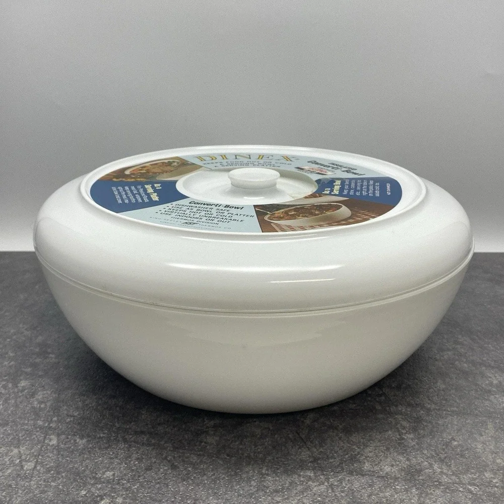 Vintage Thermos DINEX Insulated Converti-Bowl Serving‎ Bowl Platter Cover NOS
